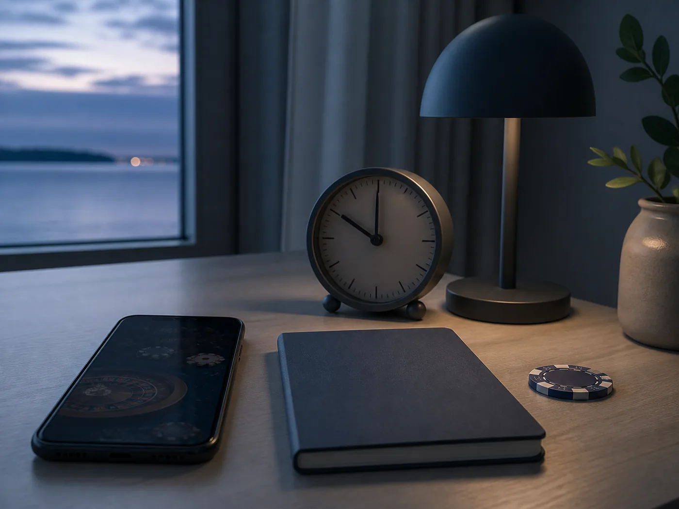 Celular, relógio e caderno representando o encerramento planejado da sessão